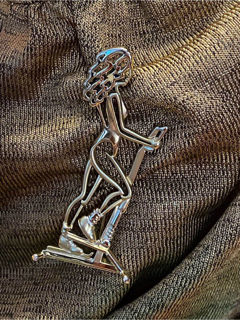 Vintage 1980s AJC Woman Exercising Brooch-Stair Stepper Fitness Pin-Signed